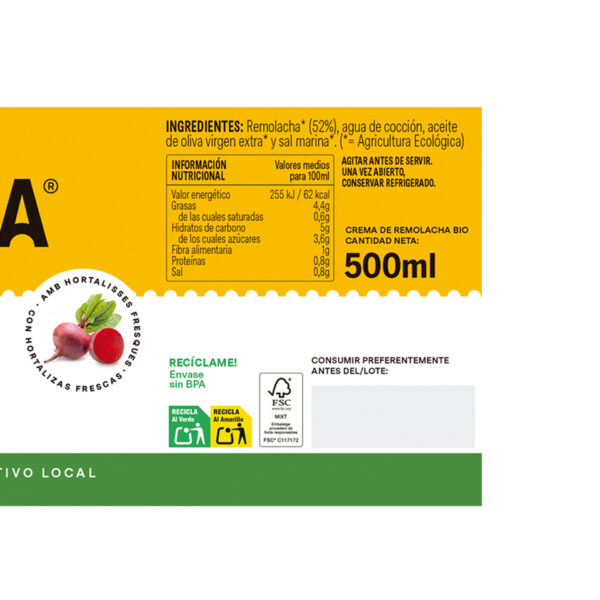 Crema Remolatxa Bio 500ml