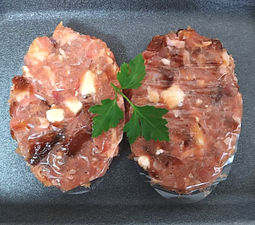 Hamburgueses de Pollastre, Ceba caramel·litzada i F.cabra 2u.