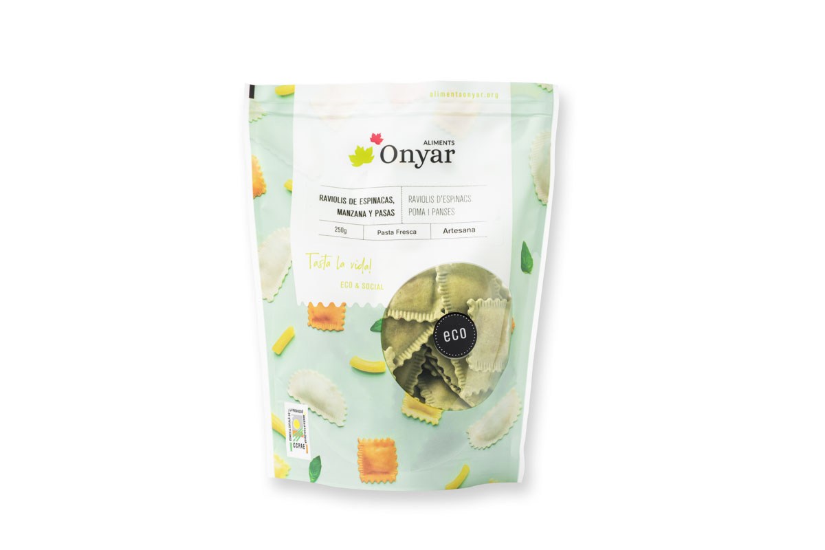 Raviolis d'Espinacs, Poma i Panses Eco 250g
