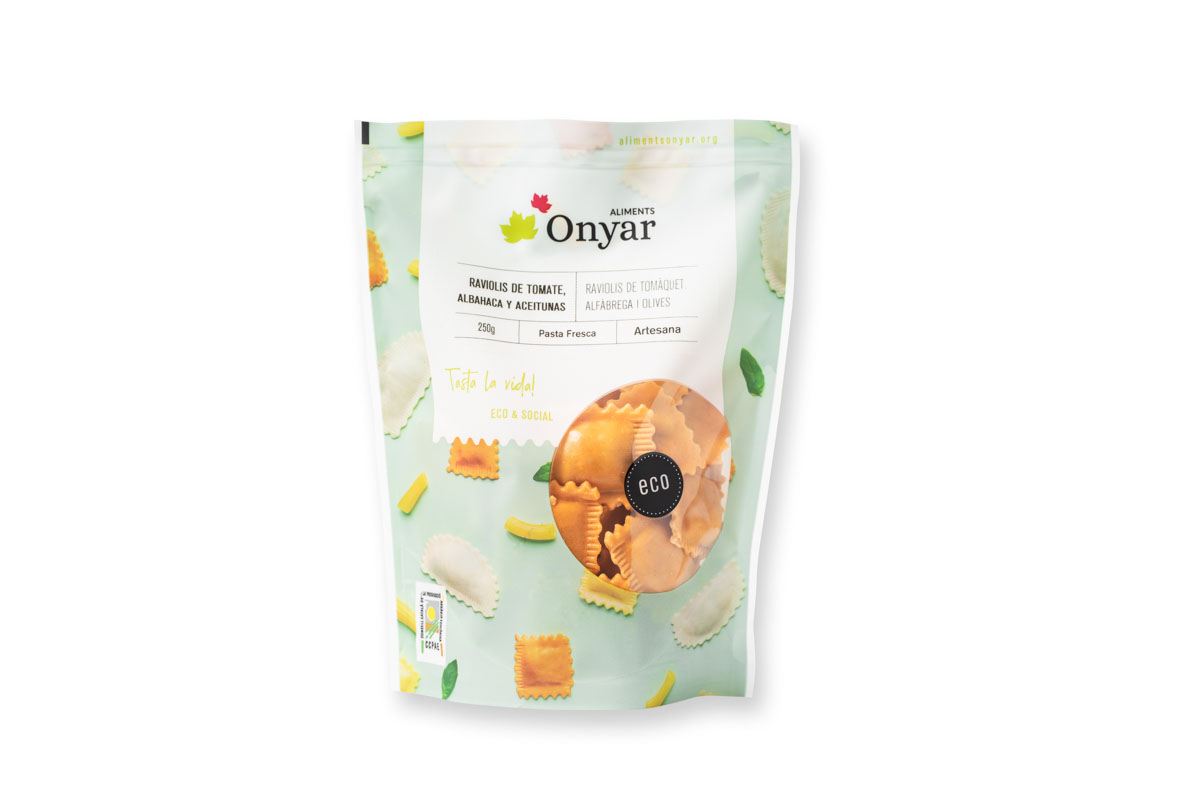 Raviolis de tomàquet, alfàbrega i olives Eco 250g